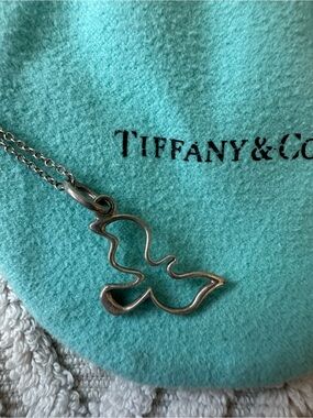Tiffany & Co. Silver Dove Outline Pendant on Chain